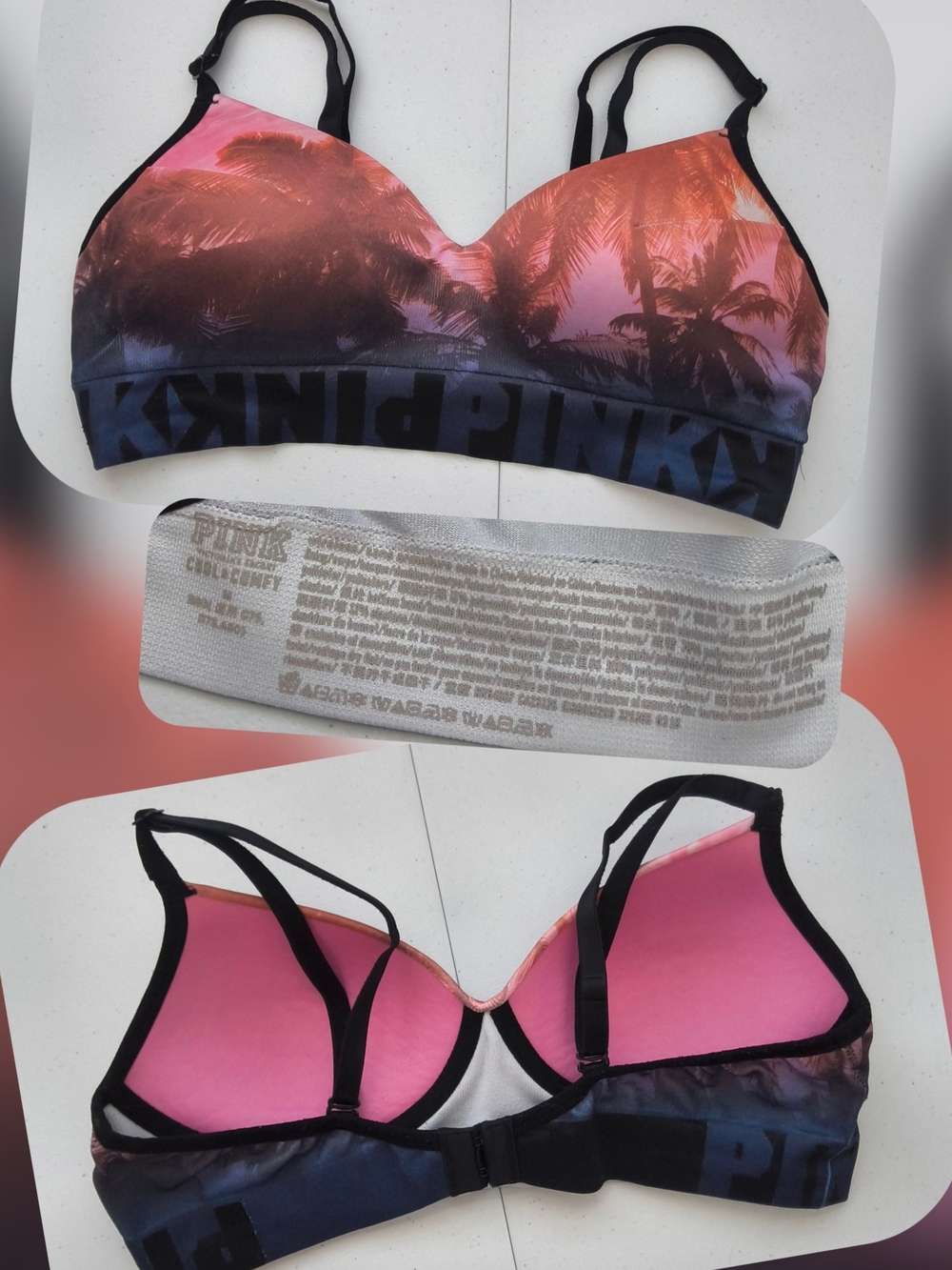 PINK Victoria's Secret Where Every Were Sunset Palm Wireless Bra Size Med